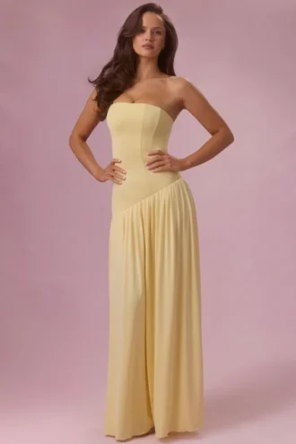 Robe bustier en jersey Evelina, couleur jaune beurre