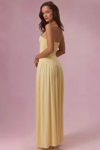 Robe bustier en jersey Evelina, couleur jaune beurre