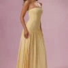 Robe bustier en jersey Evelina, couleur jaune beurre