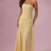 Robe bustier en jersey Evelina, couleur jaune beurre