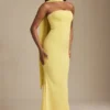 Robe bustier Imogene à détails de foulard, jaune pastel Robe bustier Imogene à détails de foulard, jaune pastel