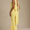 Robe bustier Imogene à détails de foulard, jaune pastel Robe bustier Imogene à détails de foulard, jaune pastel