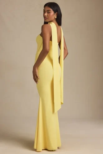 Robe bustier Imogene à détails de foulard, jaune pastel