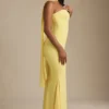 Robe bustier Imogene à détails de foulard, jaune pastel Robe bustier Imogene à détails de foulard, jaune pastel