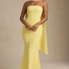 Robe bustier Imogene à détails de foulard, jaune pastel Robe bustier Imogene à détails de foulard, jaune pastel