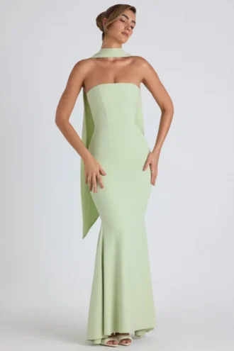 Robe bustier Imogene à détails foulard, vert printemps