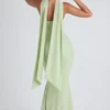 Robe bustier Imogene à détails foulard, vert printemps Robe bustier Imogene à détails foulard, vert printemps