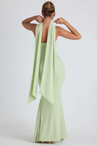 Robe bustier Imogene à détails foulard, vert printemps
