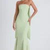 Robe bustier Imogene à détails foulard, vert printemps Robe bustier Imogene à détails foulard, vert printemps