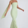 Robe bustier Imogene à détails foulard, vert printemps Robe bustier Imogene à détails foulard, vert printemps