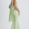 Robe bustier Imogene à détails foulard, vert printemps Robe bustier Imogene à détails foulard, vert printemps