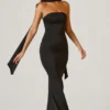 Robe bustier Mandi à détails foulard, en noir Robe bustier Mandi à détails foulard, en noir