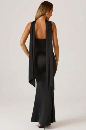 Robe bustier Mandi à détails foulard, en noir