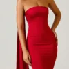 Robe bustier Mandi à détails foulard en rouge écarlate Robe bustier Mandi à détails foulard en rouge écarlate