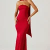 Robe bustier Mandi à détails foulard en rouge écarlate Robe bustier Mandi à détails foulard en rouge écarlate