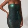 Robe bustier ornée Marleni en vert émeraude Robe bustier ornée Marleni en vert émeraude