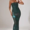 Robe bustier ornée Marleni en vert émeraude Robe bustier ornée Marleni en vert émeraude