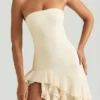 Robe bustier à volants Diletta, couleur ivoire Robe bustier à volants Diletta, couleur ivoire