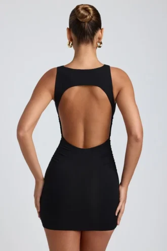 Robe Coa en modal à col haut et dos nu, en noir