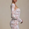 Robe corset Andreia à détails en dentelle, blanche Robe corset Andreia à détails en dentelle, blanche