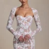 Robe corset Andreia à détails en dentelle, blanche Robe corset Andreia à détails en dentelle, blanche