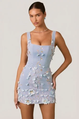 Robe corset à appliqués Briar en bleu ciel