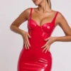 Robe corset à armatures en vinyle Ambrose, rouge feu Robe corset à armatures en vinyle Ambrose, rouge feu