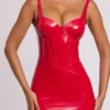 Robe corset à armatures en vinyle Ambrose, rouge feu Robe corset à armatures en vinyle Ambrose, rouge feu
