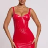 Robe corset à armatures en vinyle Ambrose, rouge feu Robe corset à armatures en vinyle Ambrose, rouge feu