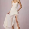Robe corset asymétrique froncée Haruna, couleur ivoire Robe corset asymétrique froncée Haruna, couleur ivoire