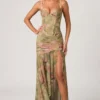 Robe corset asymétrique froncée Haruna à imprimé floral multicolore Robe corset asymétrique froncée Haruna à imprimé floral multicolore
