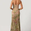 Robe corset asymétrique froncée Haruna à imprimé floral multicolore Robe corset asymétrique froncée Haruna à imprimé floral multicolore
