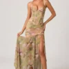 Robe corset asymétrique froncée Haruna à imprimé floral multicolore Robe corset asymétrique froncée Haruna à imprimé floral multicolore
