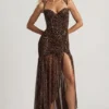 Robe corset asymétrique froncée Haruna à imprimé léopard Robe corset asymétrique froncée Haruna à imprimé léopard