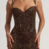 Robe corset asymétrique froncée Haruna à imprimé léopard Robe corset asymétrique froncée Haruna à imprimé léopard