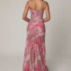 Robe corset asymétrique froncée Haruna, motif floral estompé Robe corset asymétrique froncée Haruna, motif floral estompé