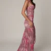 Robe corset asymétrique froncée Haruna, motif floral estompé Robe corset asymétrique froncée Haruna, motif floral estompé