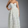 Robe corset Camellia à appliqués floraux, en blanc