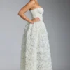 Robe corset Camellia à appliqués floraux, en blanc