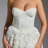 Robe corset Camellia à appliqués floraux, en blanc