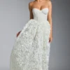 Robe corset Camellia à appliqués floraux, en blanc