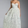 Robe corset Camellia à appliqués floraux, en blanc