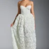 Robe corset Camellia à appliqués floraux, en blanc