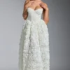 Robe corset Camellia à appliqués floraux, en blanc