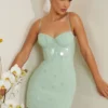 Robe corset Constance ornée, couleur sauge