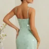 Robe corset Constance ornée, couleur sauge
