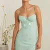 Robe corset Constance ornée, couleur sauge