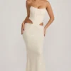 Robe corset drapée à découpes ornées Saphira en blanc Robe corset drapée à découpes ornées Saphira en blanc