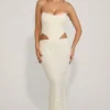 Robe corset drapée à découpes ornées Saphira en blanc Robe corset drapée à découpes ornées Saphira en blanc