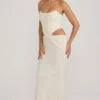 Robe corset drapée à découpes ornées Saphira en blanc Robe corset drapée à découpes ornées Saphira en blanc